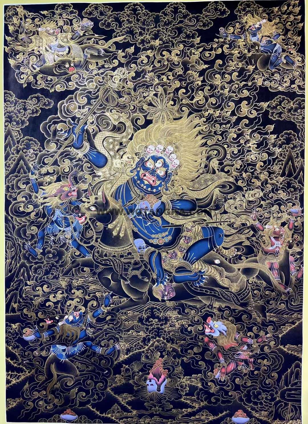 编号160-972953:黑金唐卡-吉祥天母(100*70CM左右)