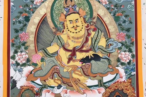 编号188-107622：彩绘唐卡-五方财神（80*60CM左右）