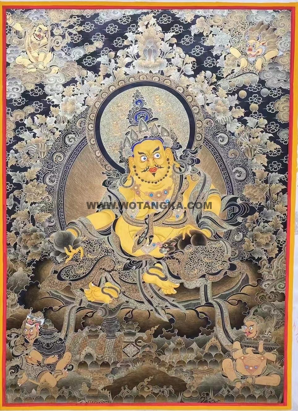 热贡-东智加·画院：黑金唐卡-黄财神（100*70CM左右）