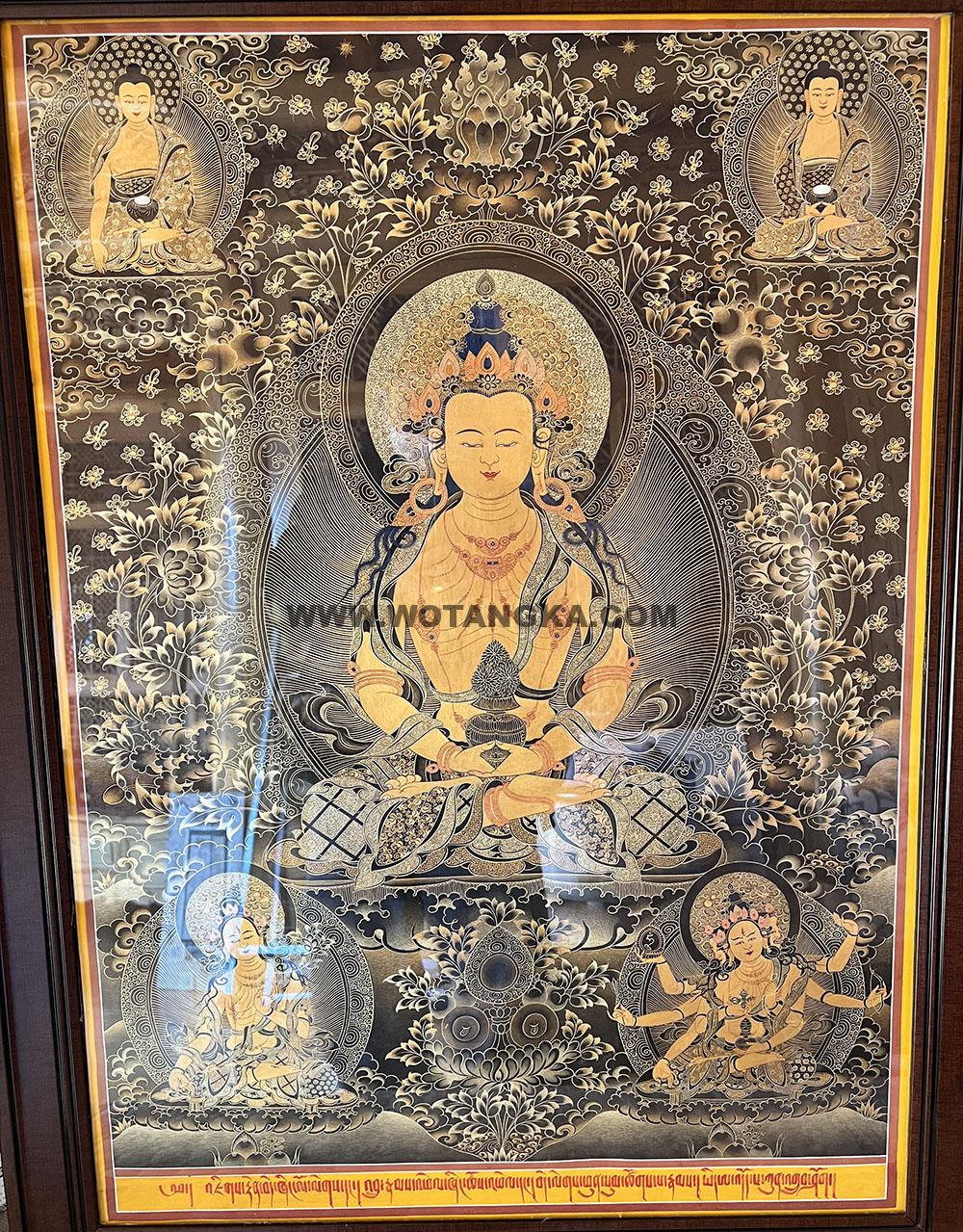 编号188-177529:黑金唐卡-长寿佛·长寿三尊(80*60CM左右)