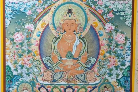 编号188-198206：彩绘唐卡-长寿佛·长寿三尊（80*60CM左右）