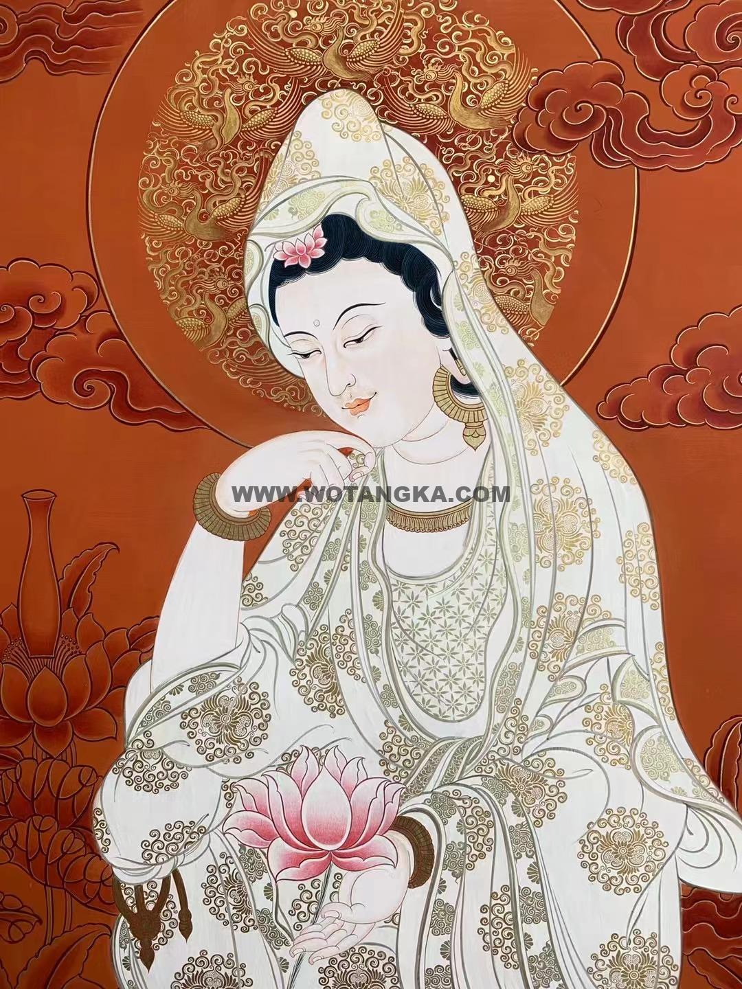 编号188-208492:红金唐卡-持莲观音(100*70CM左右)