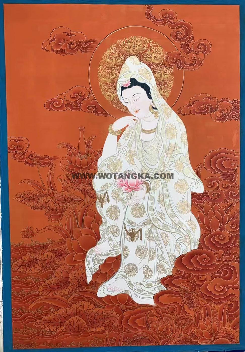 编号188-208492:红金唐卡-持莲观音(100*70CM左右)