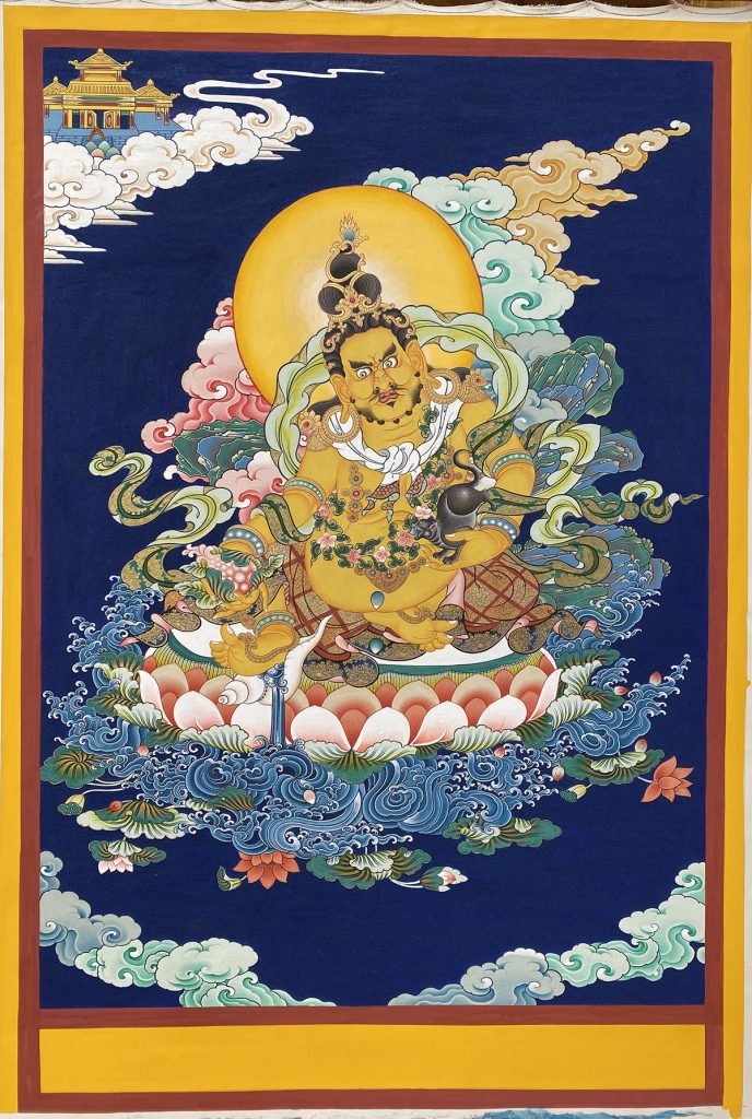 ｜已结缘·可定制｜唐卡寄卖编号：JM·188-223510-青金云顶天宫黄财神（彩唐·粗矿）