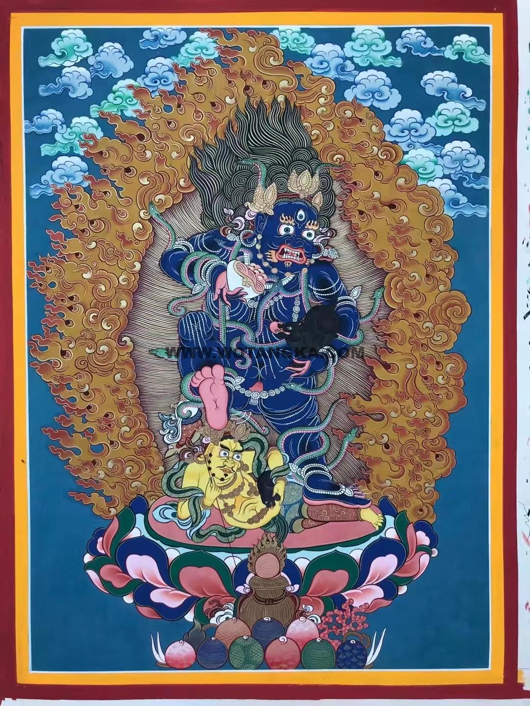 热贡-东智加·画院：彩绘唐卡-黑财神（60*45CM左右）