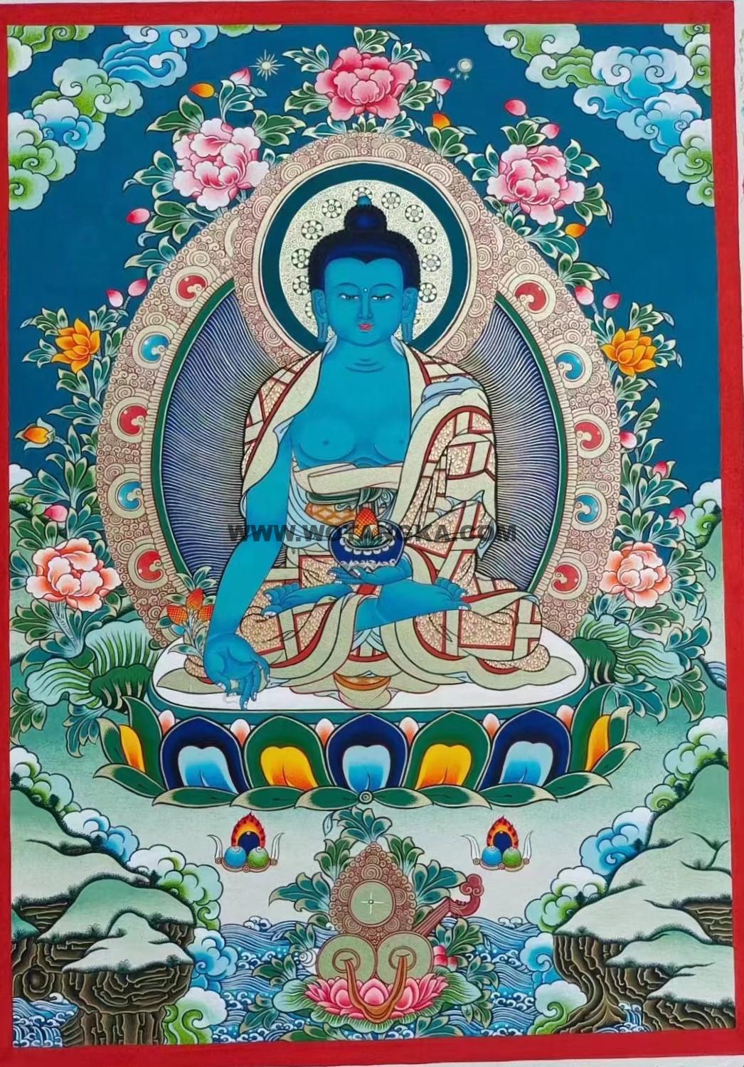 |已结缘·可定制|唐卡寄卖编号:JM·188-339737-药师如来(彩唐)