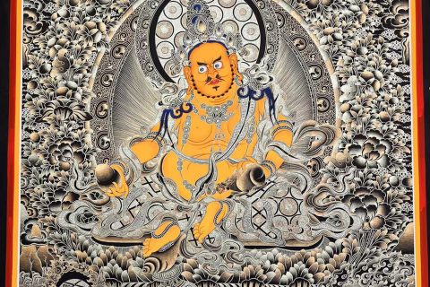 编号188-343933：黑金唐卡-五方财神（100*70CM左右）
