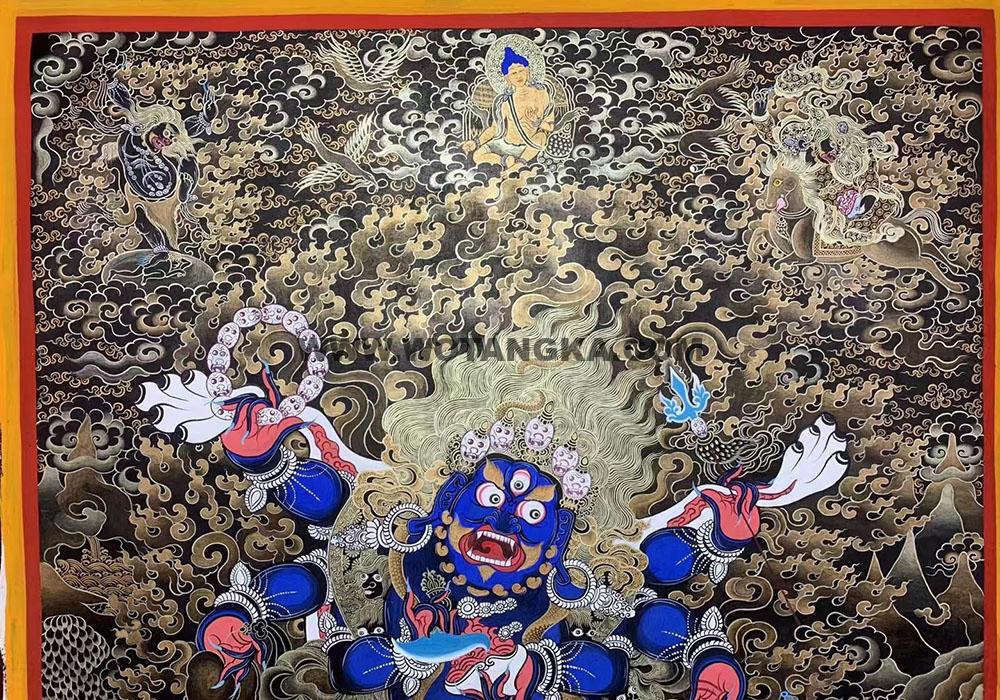 热贡-东智加·画院:黑金唐卡-六臂玛哈嘎拉(100*70CM左右)