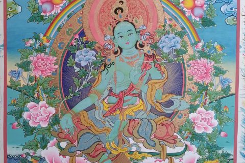 编号188-487036：彩绘唐卡-绿度母（70*50CM左右）