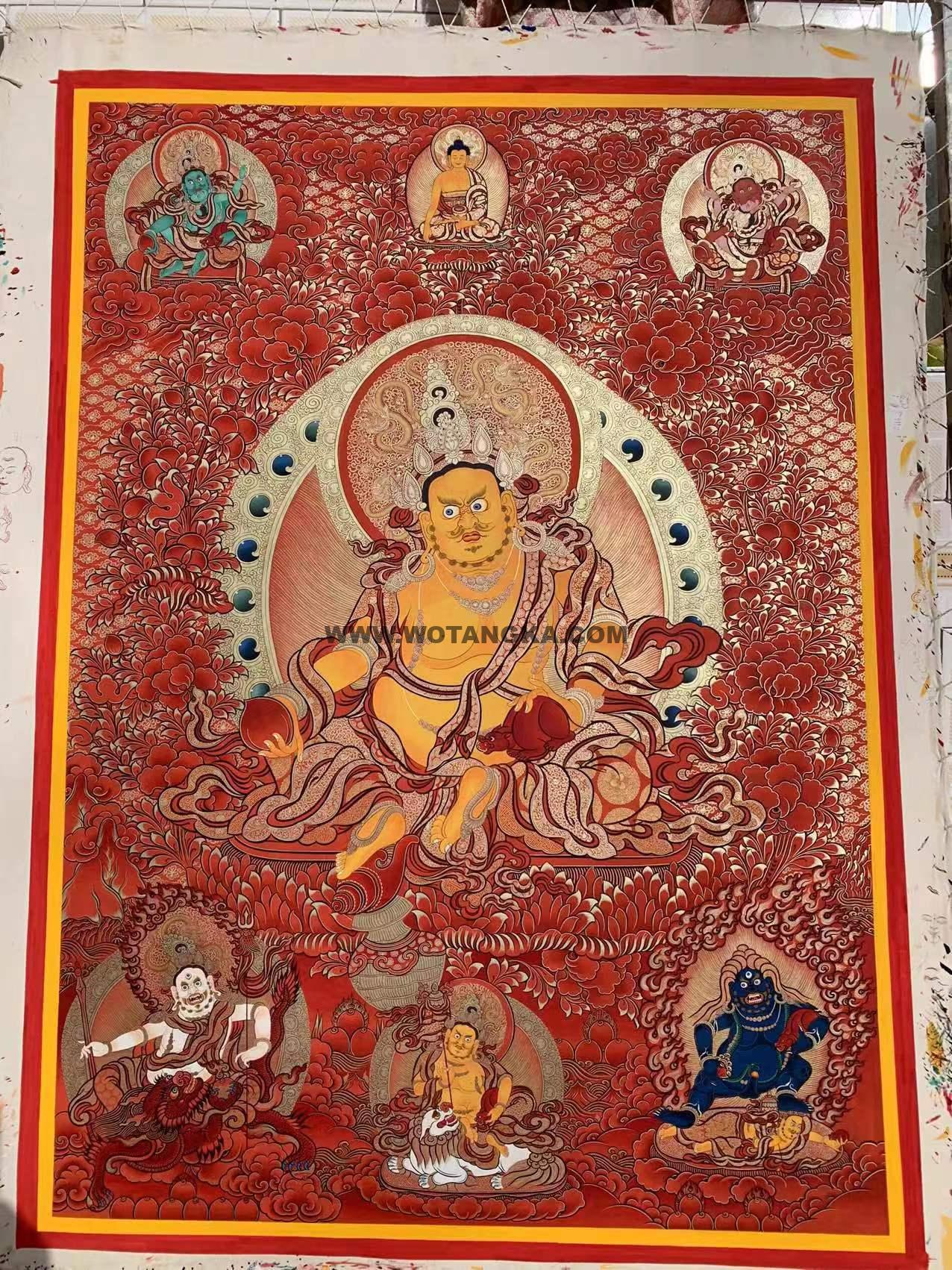 编号188-492488:红金唐卡-五方财神(100*70CM左右)