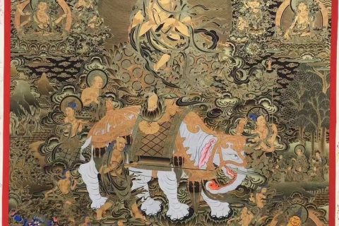 编号188-515735：黑金唐卡-普贤菩萨（100*70CM左右）