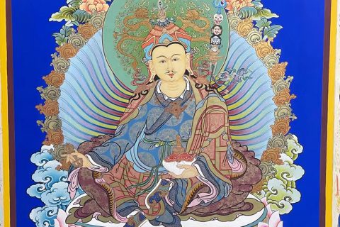 编号188-554244：蓝金唐卡-莲花生大士（90*60CM左右）