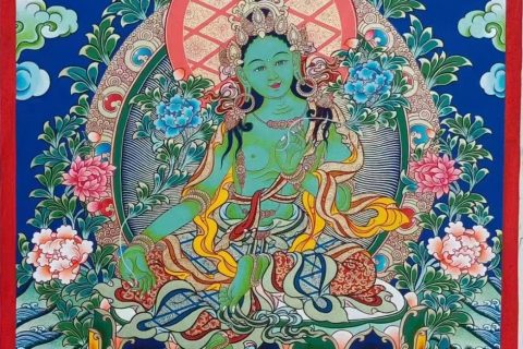 编号188-579578：彩绘唐卡-绿度母（50*40CM左右）