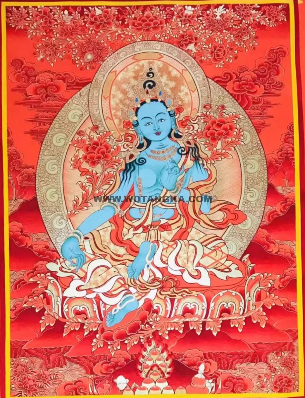 编号188-592324:红金唐卡-绿度母(100*70CM左右)