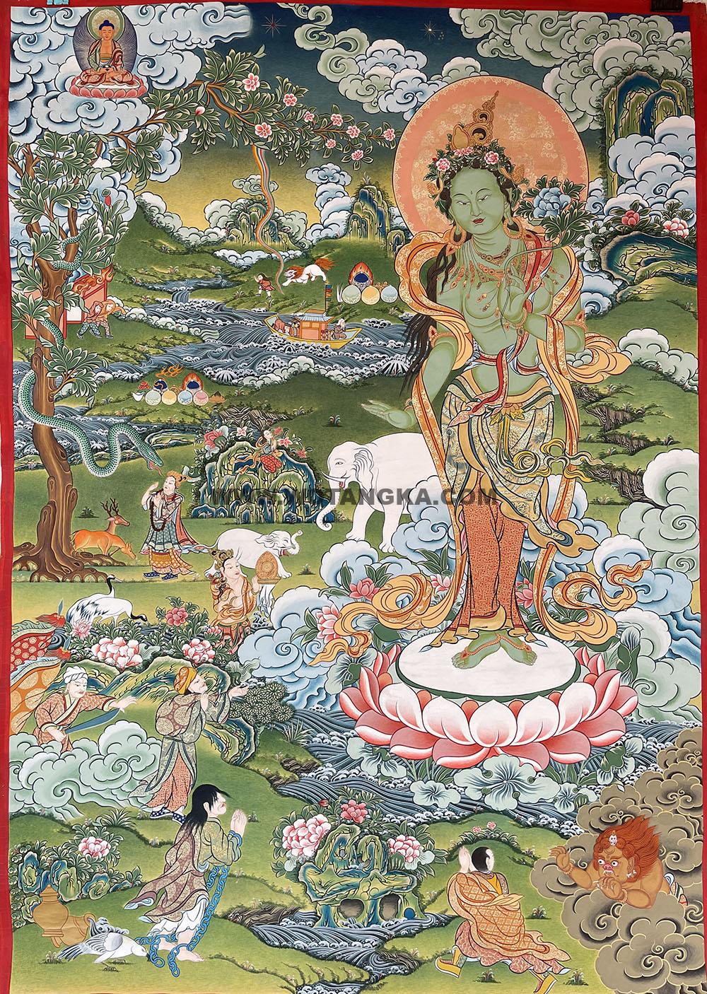 热贡-东智加·画院：彩绘唐卡-绿度母·救八难度母（120*80CM左右）