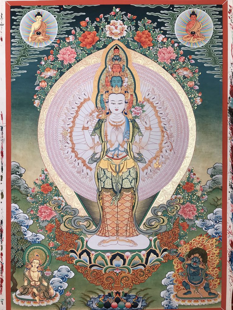 编号188-598253：彩绘唐卡-千手观音·三怙主（80*60CM左右）