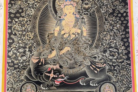 编号188-640297：黑金唐卡-普贤菩萨（100*70CM左右）