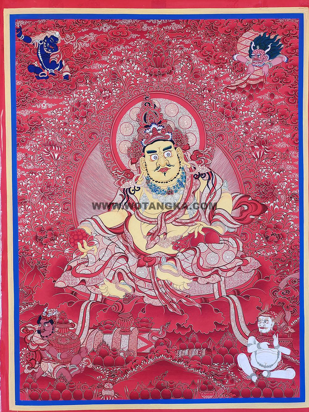 |已结缘·可定制|唐卡寄卖编号:JM·188-650188-黄财神夜叉众献宝图(红唐)