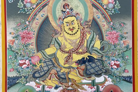 ｜已结缘·可定制｜唐卡寄卖编号：JM·188-660591-黄财神平安财源天母图（彩唐）