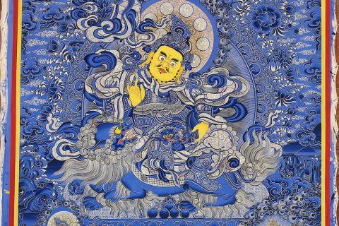 编号188-675974：蓝金唐卡-财宝天王·五方财神（100*70CM左右）