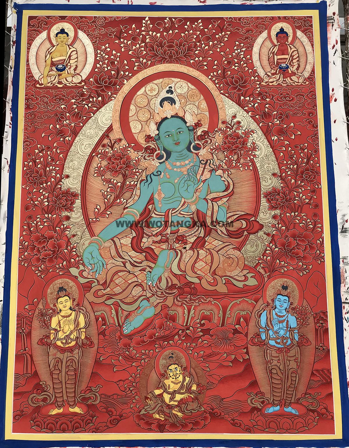 编号188-711982:红金唐卡-绿度母(100*70CM左右)