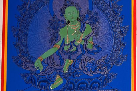 编号188-716733：蓝金唐卡-绿度母（70*45CM左右）