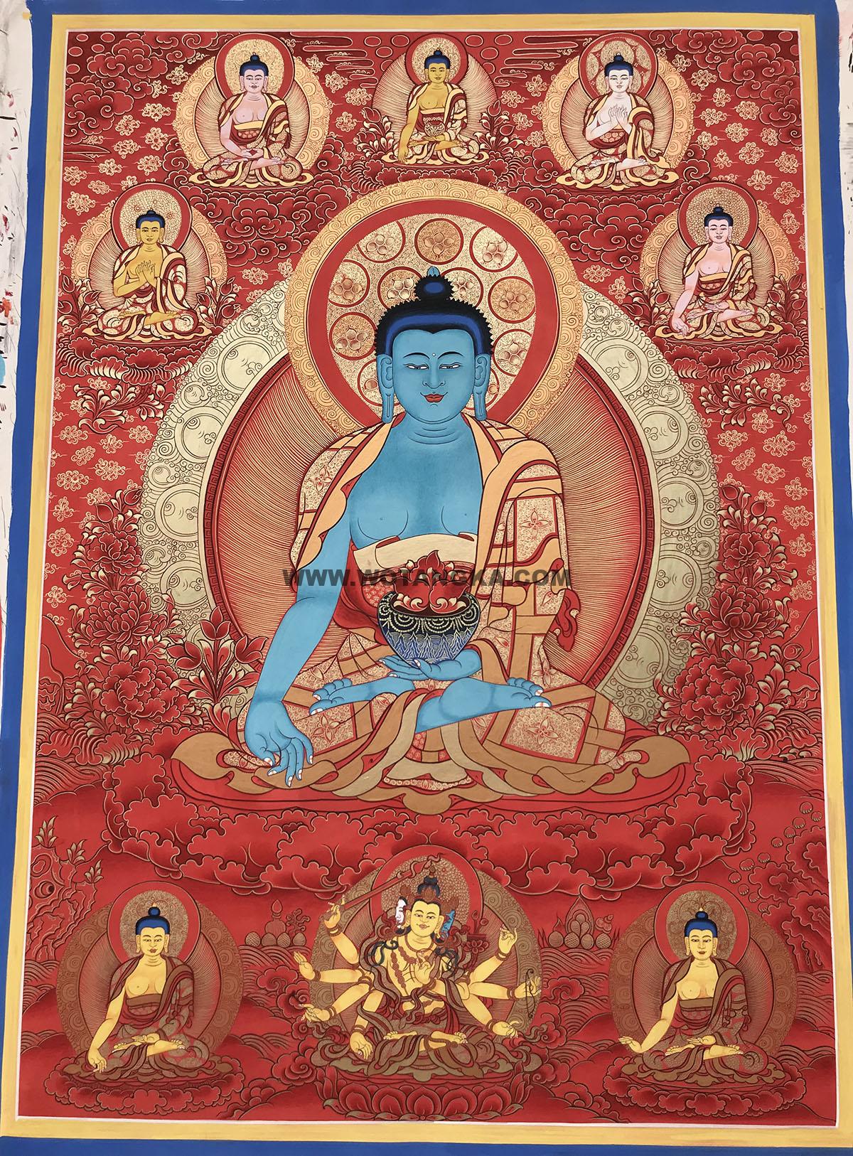 编号188-732927:红金唐卡-药师佛(100*70CM左右)