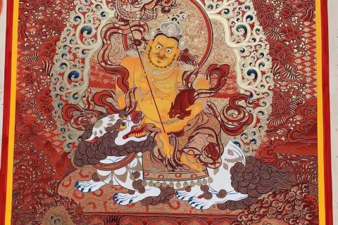 ｜已结缘·可定制｜唐卡寄卖编号：JM·188-744565-财宝天王五色财神众珍红财富净土（红唐）