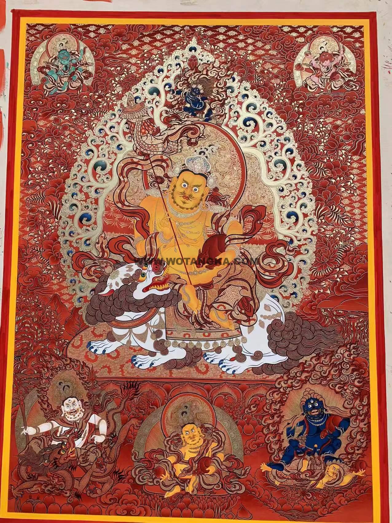 |已结缘·可定制|唐卡寄卖编号:JM·188-744565-财宝天王五色财神众珍红财富净土(红唐)