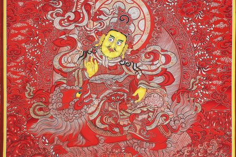 编号188-750183：红金唐卡-财宝天王·五方财神（100*70CM左右）