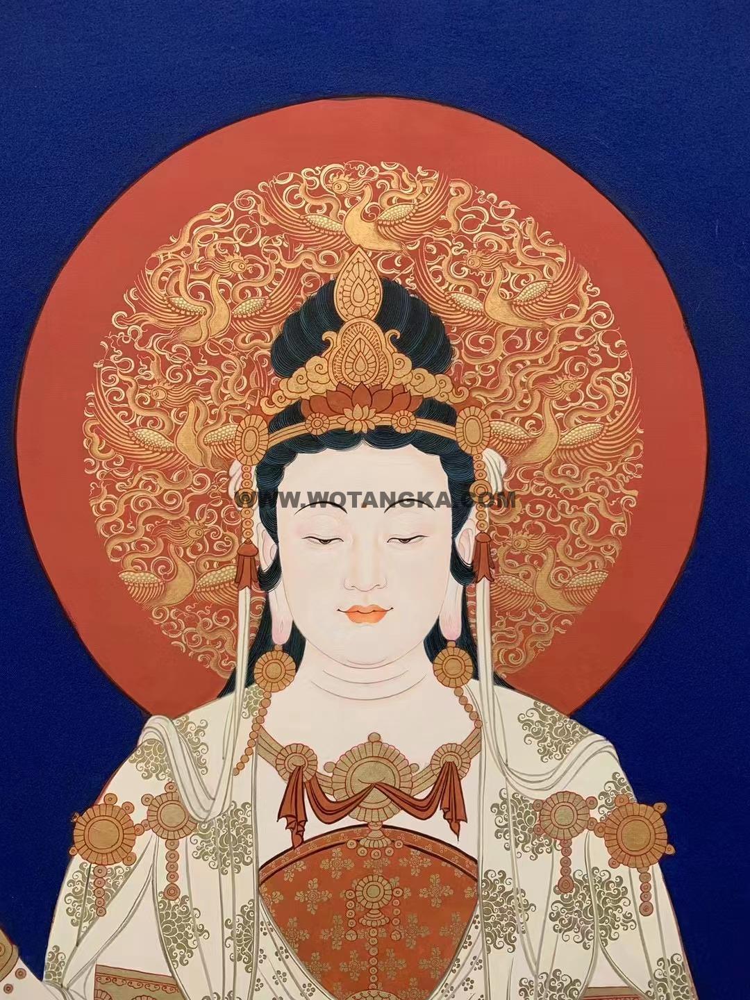 热贡-东智加·画院：彩绘唐卡-杨柳枝观世音菩萨（120*90CM左右）