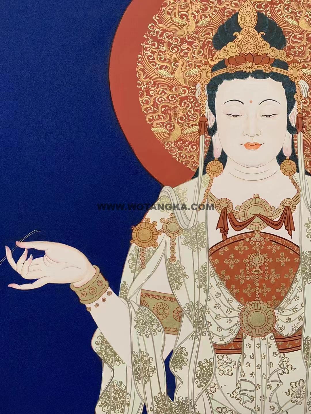 热贡-东智加·画院:彩绘唐卡-杨柳枝观世音菩萨(120*90CM左右)