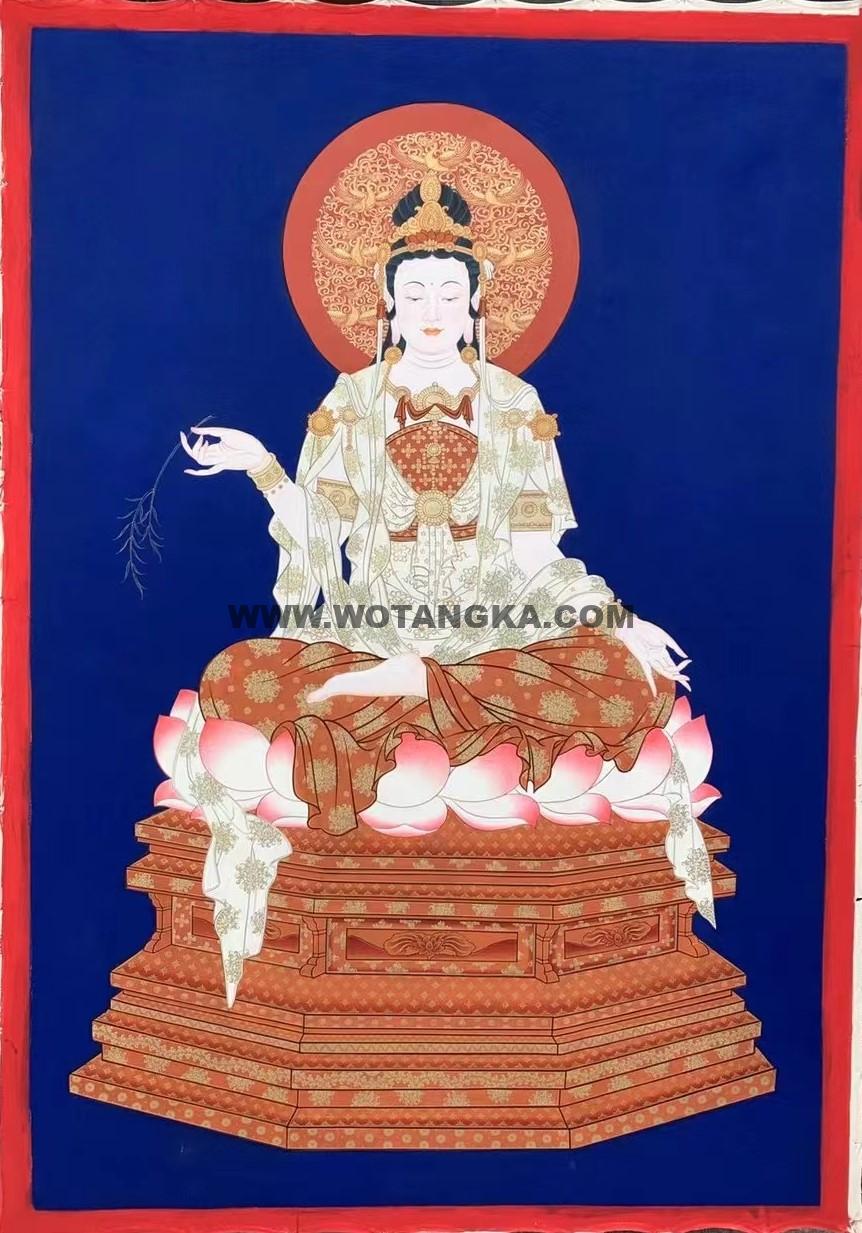 热贡-东智加·画院:彩绘唐卡-杨柳枝观世音菩萨(120*90CM左右)