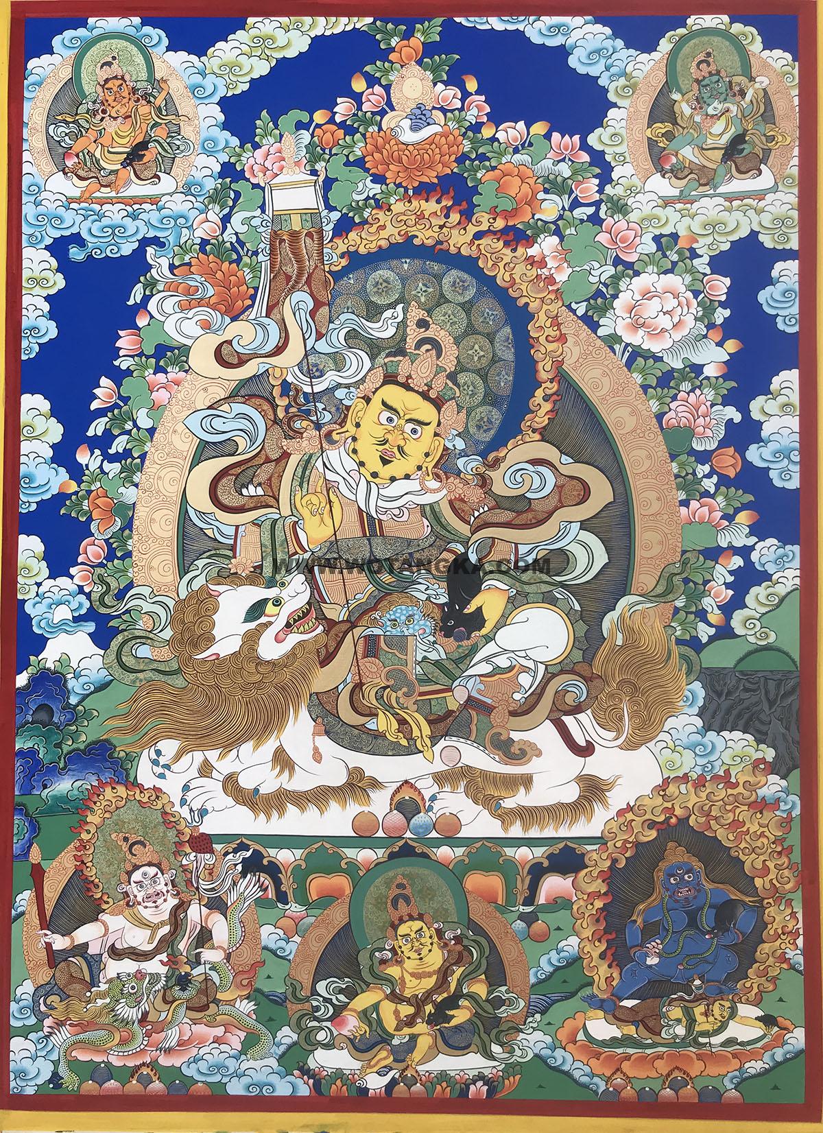 |已结缘·可定制|唐卡寄卖编号:JM·188-819243-毗沙门天财神众(彩唐)