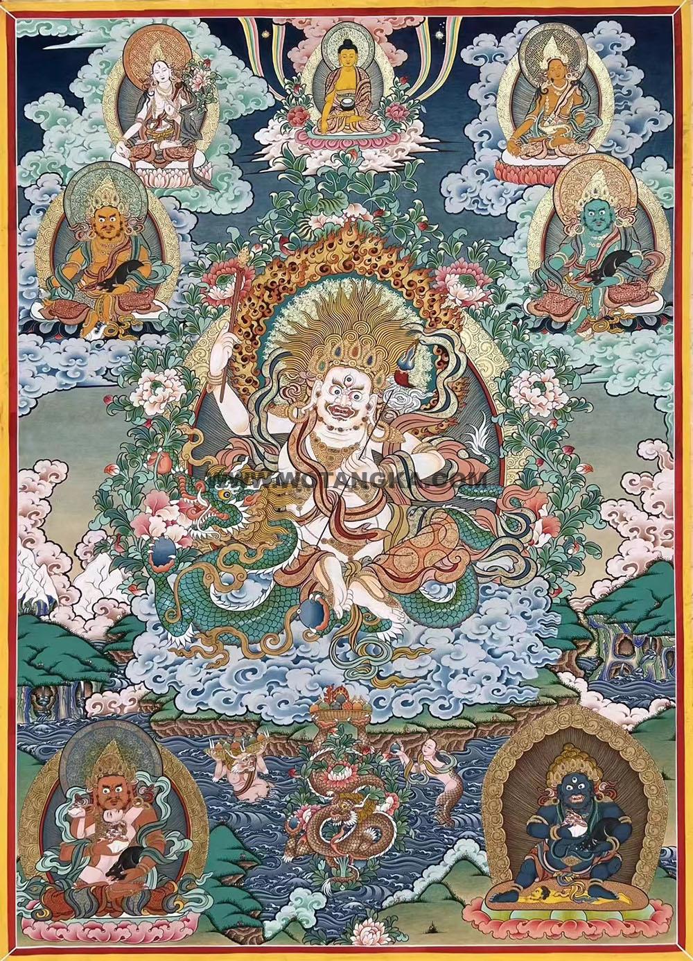 编号188-828082:彩绘唐卡-白财神·五方财神(100*70CM左右)