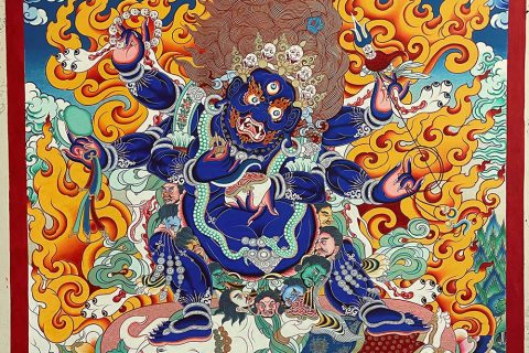 编号188-829127：彩绘唐卡-六臂玛哈嘎拉（60*45CM左右）