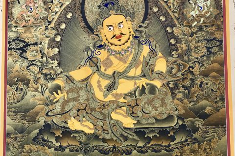 编号188-879121：黑金唐卡-五方财神（100*70CM左右）