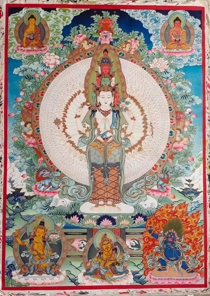 ｜已结缘·可定制｜唐卡寄卖编号：JM·188-889476-大吉祥六拏具千手观音图（彩唐）