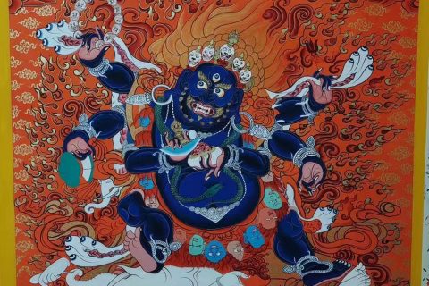 编号188-899500：红金唐卡-六臂玛哈嘎拉（70*50CM左右）