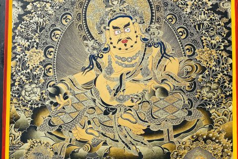 编号188-902677：黑金唐卡-五方财神（100*70CM左右）