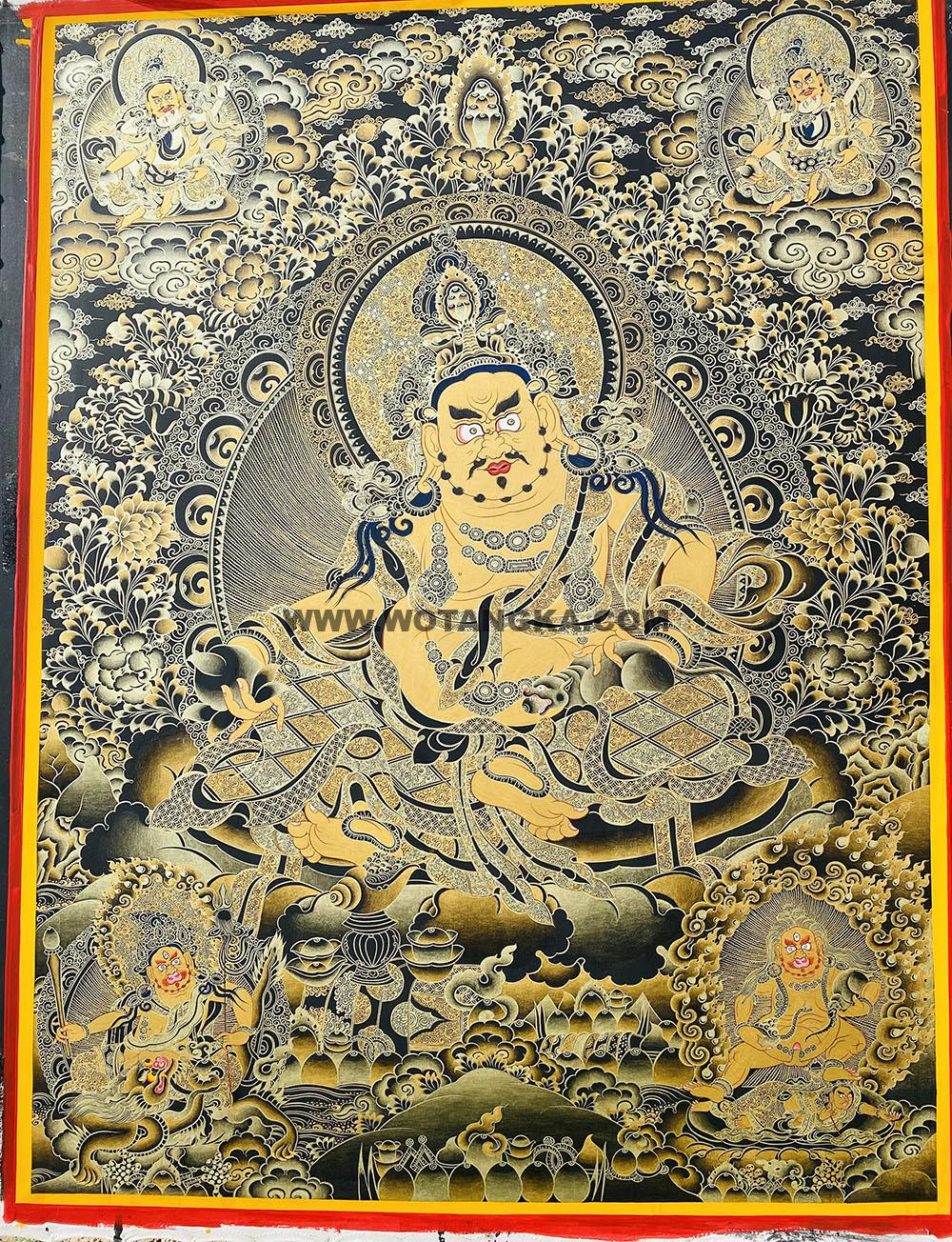 热贡-扎巴·画院:黑金唐卡-五方财神(100*70CM左右)
