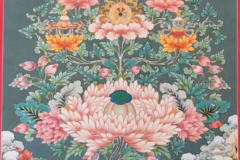 编号188-904463：彩绘唐卡-吉祥八宝（100*70CM左右）