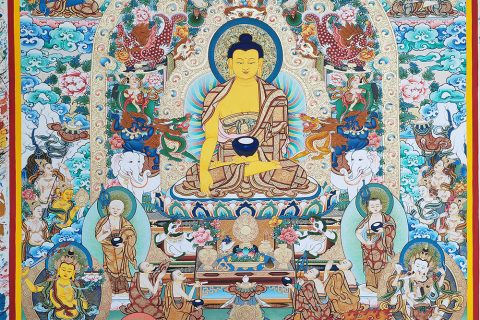 ｜已结缘·可定制｜唐卡寄卖编号：JM·188-904579-释尊佛国净土（彩唐）