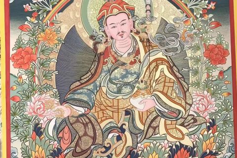 编号188-905429：彩绘唐卡-莲花生大士（60*45CM左右）