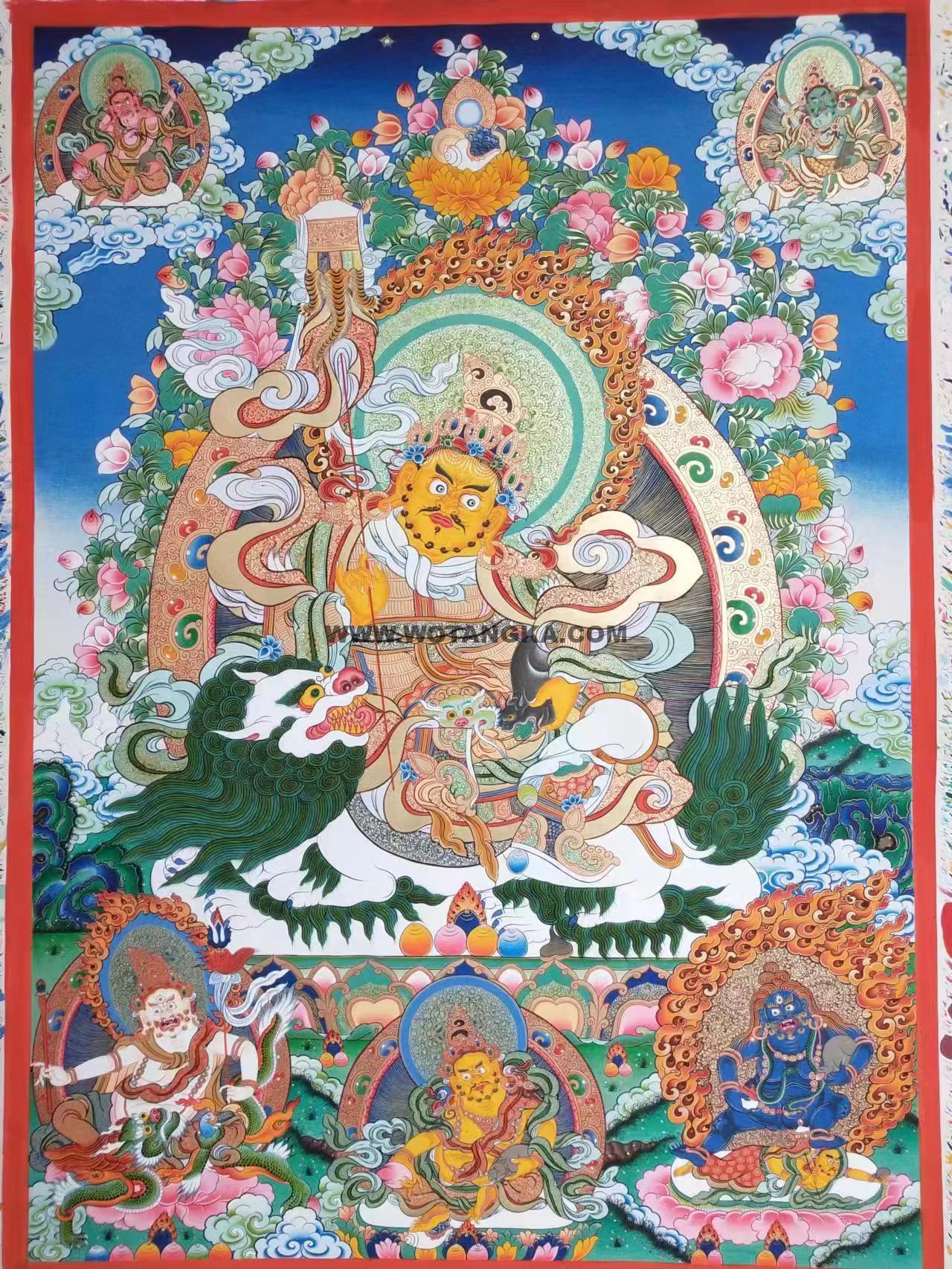 |已结缘·可定制|唐卡寄卖编号:JM·188-924791-多闻天王五方财神世界(彩唐)