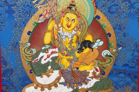 编号188-939207：蓝金唐卡-财宝天王·五方财神（80*60CM左右）