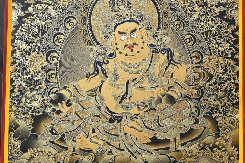 编号188-959002：黑金唐卡-五方财神（100*70CM左右）