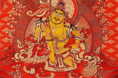 编号138-100505：红金唐卡-财宝天王（60*45CM左右）
