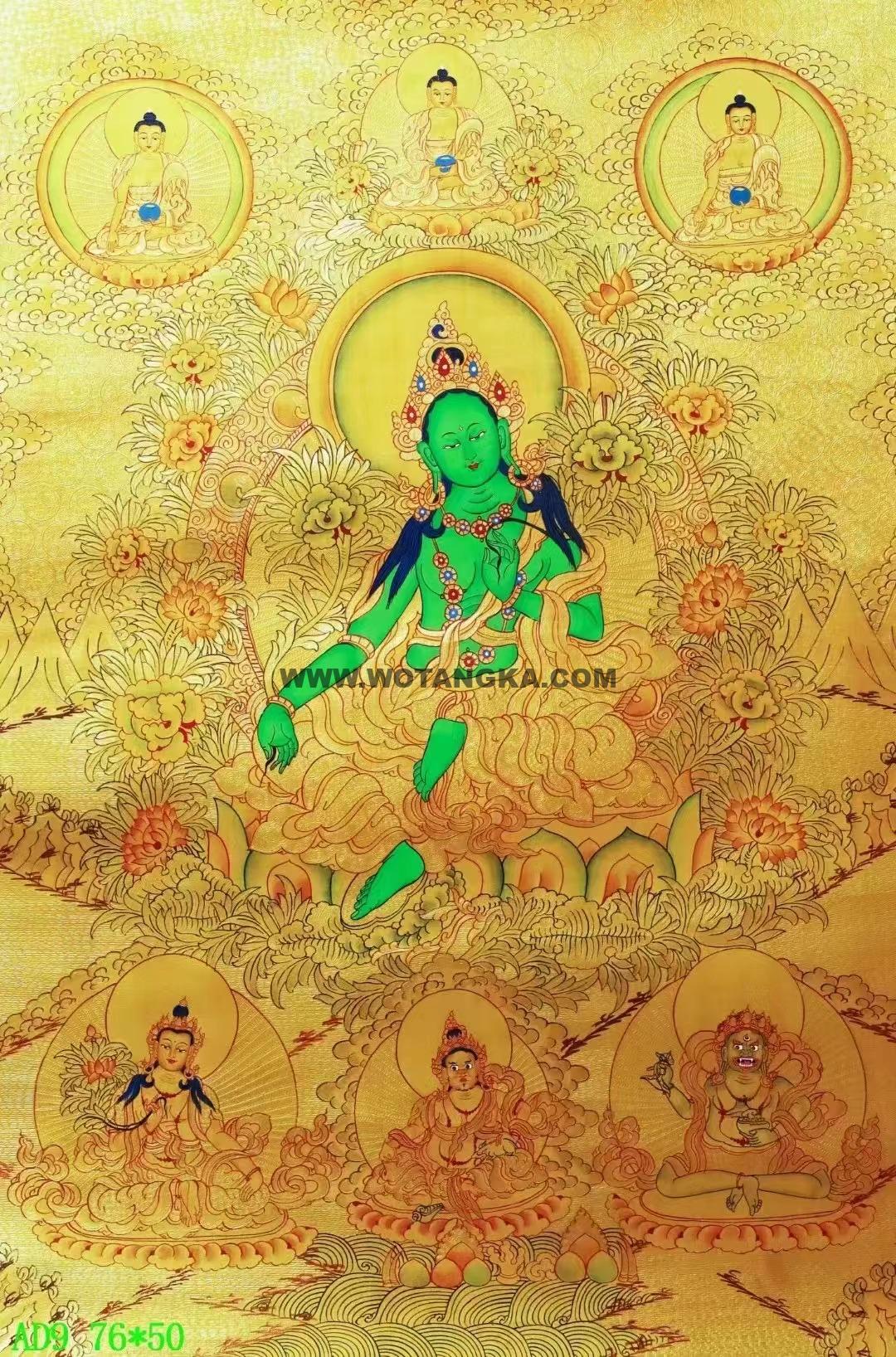 编号138-110186:黄金唐卡-绿度母(76*50CM左右)