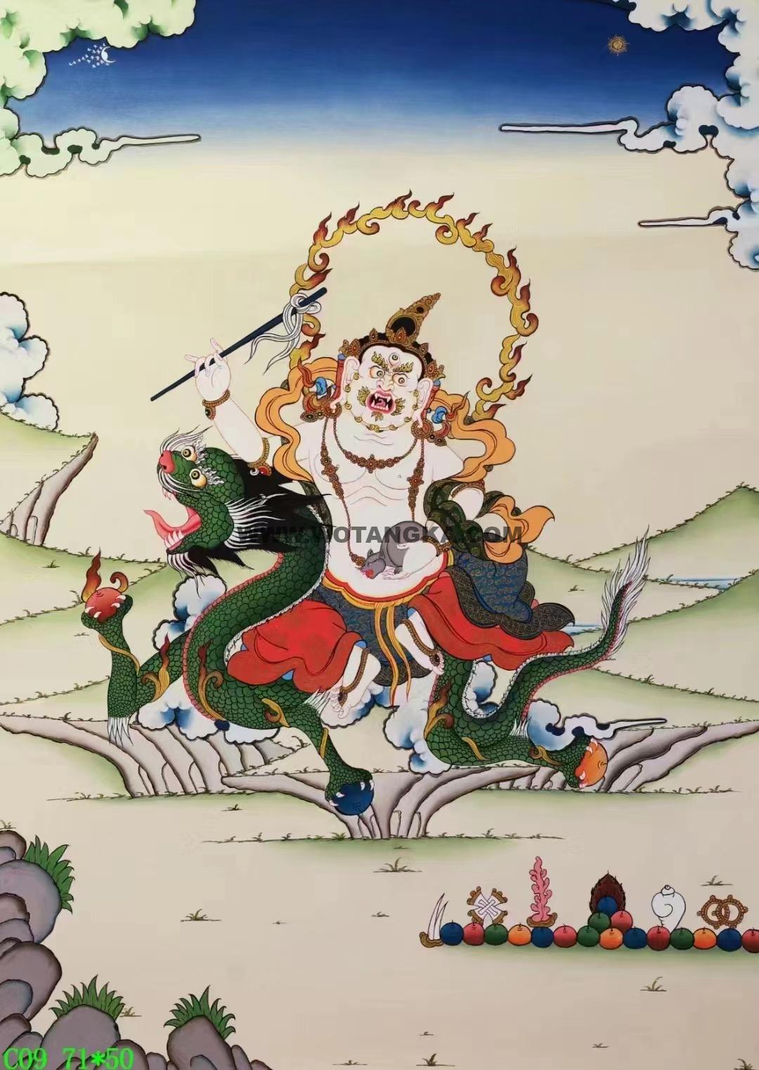 编号138-183327:彩绘唐卡-白财神(71*50CM左右)